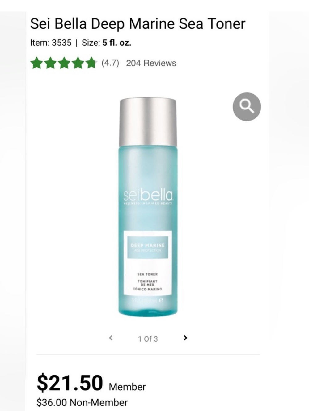 Sei Bella Deep Marine Sea Toner